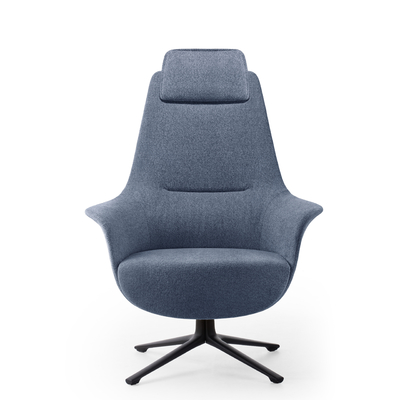 High Back Office Lounge Chair With Ottoman , Fabic Modern Swivel Recliner With Footrest