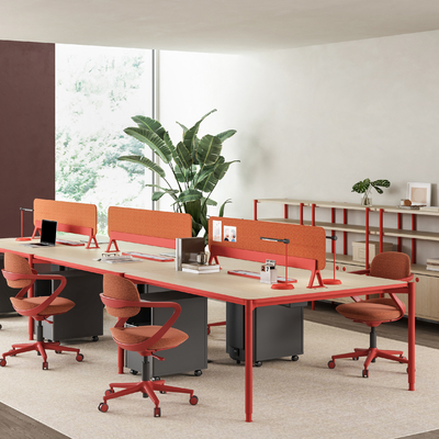 Buy FLEX 2 Sided 6 Person Workstation Desk With Privacy Screen Arc Corner Adjustable Feet online manufacture