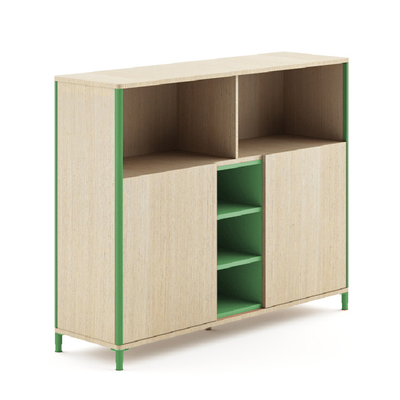 Buy FLEX Modern Multi Tier Office Credenza Sideboard With Five Open Shelves Dual Door online manufacture